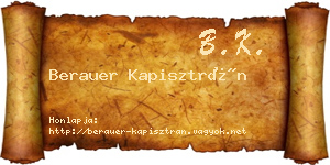 Berauer Kapisztrán névjegykártya